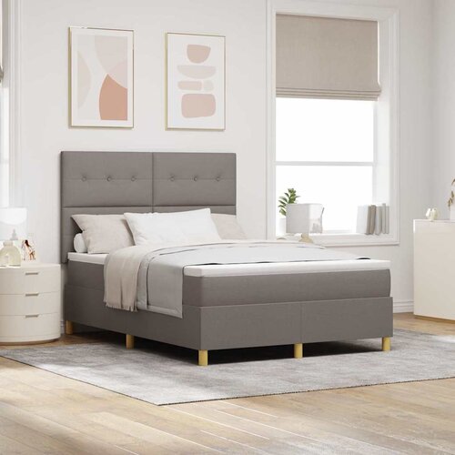  LED Box Spring Krevet Sivo-smeđa 140 x 200 cm tkanina Cijene