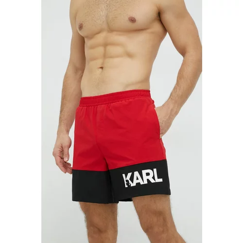 Karl Lagerfeld Kopalne kratke hlače rdeča barva
