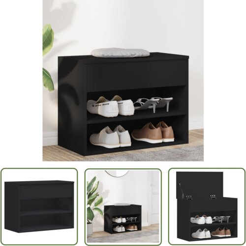 The Living Store Klop za čevlje črna 60x30x45 cm iverna plošča - Klop Za Čevlje, (21744615) Cene