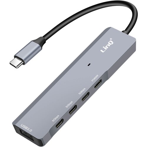 LINQ Razdelilnik USB-C OTG za 3x USB C 5Gbps + USB 3.0 + USB C Power Delivery 60W, Črna, (5000063521) Cene