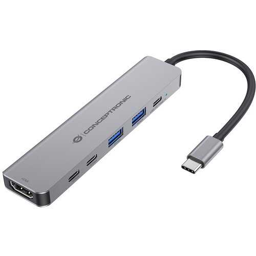  Conceptronic DO33G 6-in-1 USB 3.2 Gen 1 Docking Station, HDMI, USB-A 5Gbps x 2, USB-C 5Gbps x 2, 100W USB PD Slike