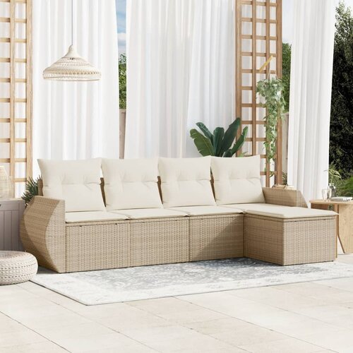 vidaXL 5-dijelni vrtni set sofa s jastucima bež od poliratana Cijene