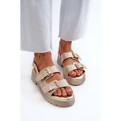 Kesi Women's Sandals with Buckles Eco Leather Gold Konantia