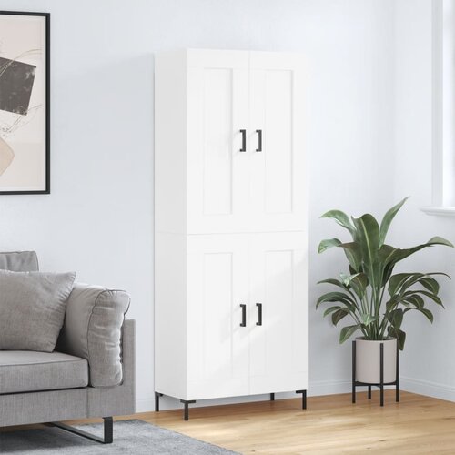 vidaXL Visoka omara bela 69,5x34x180 cm inženirski les Cene
