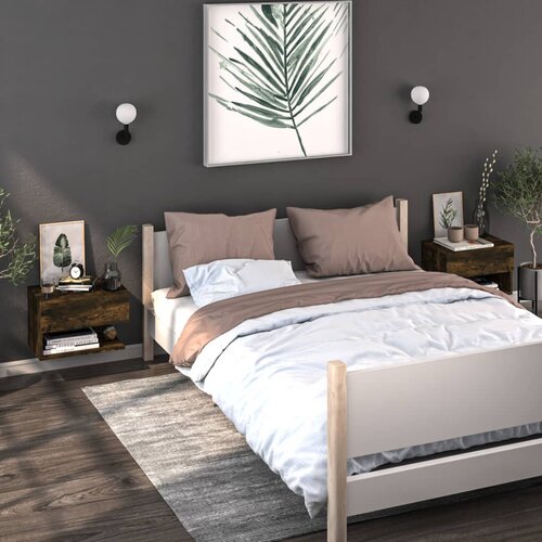 The Living Store Stenske nočne omarice 2 kosa dimljeni hrast - Stenska Nočna Omarica, (21432347) Slike