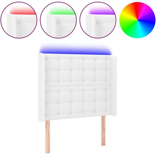 Maison Chic led posteljno vzglavje - vzglavna omarica - nočna omarica belo 83x16x118/128 cm umetno usnje, (21711841) Cene