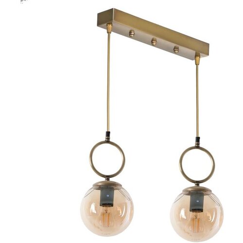 Opviq Morino 2 Li Sıralı Bal Camlı Eskitme Sarkıt Copper Chandelier Slike