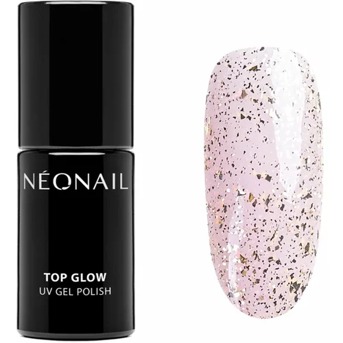 NeoNail Top Glow nadlak za nokte za upotrebu uz UV/LED lampu nijansa Gold Flakes 7,2 ml