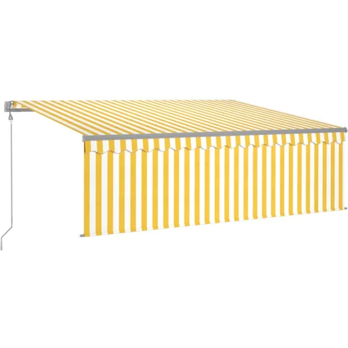 vidaXL Avtomatska tenda s senčilom LED + senzor 4,5x3 m rumena/bela, (20702682)