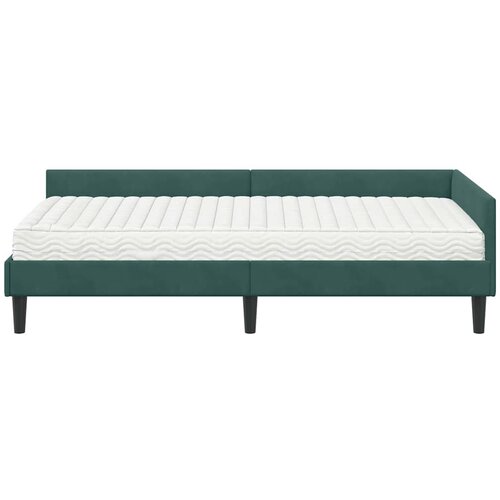  Kutni krevetni okvir s madracem 2 kom. Tamnozelena 100 x 200 cm Slike