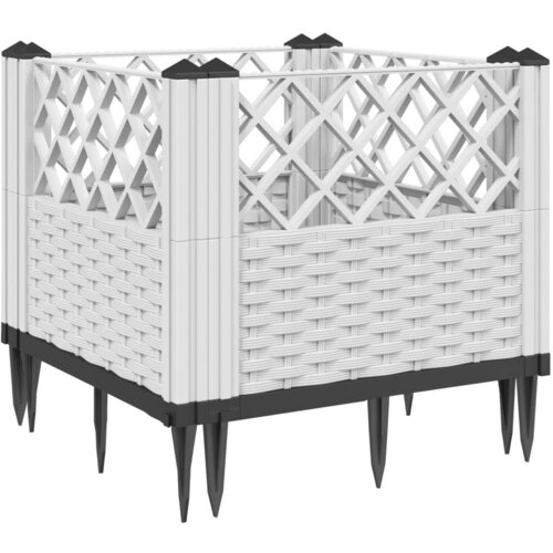 VidaXL Cvetlično korito z zatiči belo 43,5x43,5x43,5 cm PP, (21255710) Slike