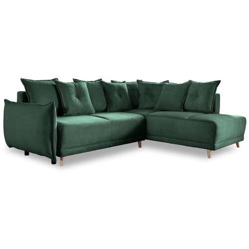 Miuform Zelena sklopiva kutna garnitura od samta (s desnim kutom) Lazy Lukka &amp;ndash; Slike