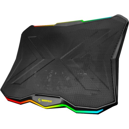  Postolje za notebook gaming Rampage AD-RC8 SHOWY Black 180mm Fan 15-17&amp;rdquo; RGB Light Notebook Cooling Stand, 33450 Slike