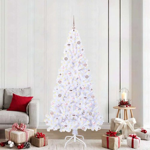 vidaXL Umestno božično drevo med 300 LED Bela 210 cm PVC in jeklo Cene