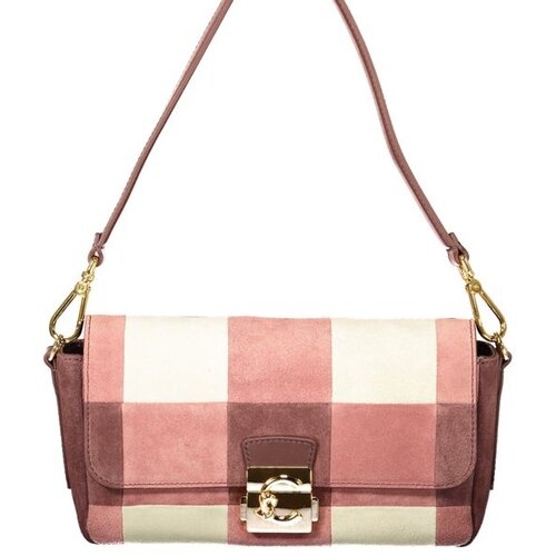 Coccinelle C-Me Lock ženska kožna torba s karo uzorkom 24x12x6 cm roza Cijene