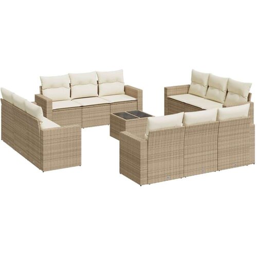 vidaXL 13-dijelni set vrtnih sofa s jastucima poliratan Bež Cijene