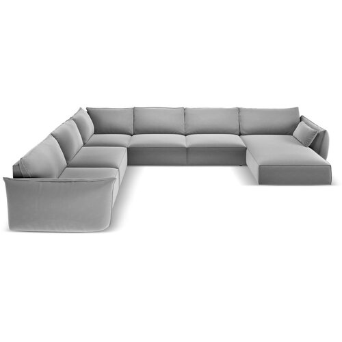 Mazzini Sofas Svijetlo siva bar&amp;scaron;unasti kutna garnitura (s lijevim kutom/u obliku slova &amp;quot;U&amp;quot;) Vanda &amp;ndash; Slike