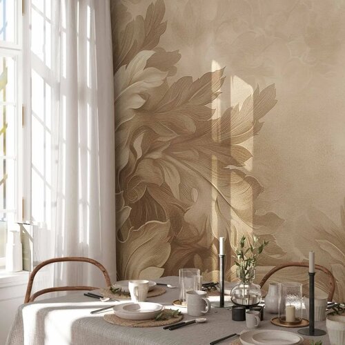  Foto tapeta - Carved Baroque Ornaments: Rich Composition in Sepia Colors 300x210 Vodootporna Slike
