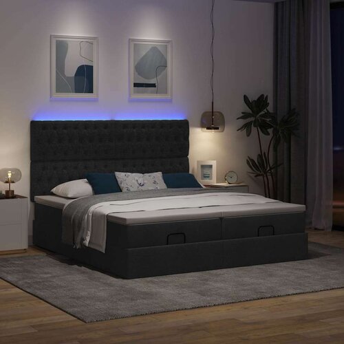 vidaXL Otomanski okvir kreveta s madracima crni 180x200cm od tkanine Cene