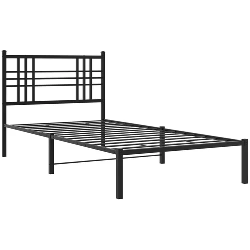 vidaXL Kovinski posteljni okvir z vzglavjem črn 107x203 cm, (21112168)