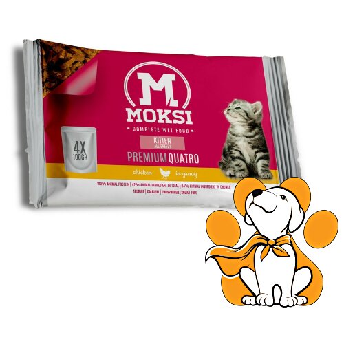 Moksi Premium Quatro Kitten All Breeds Chicken 4x100g, Vlažna Hrana Za Mačiće Cene