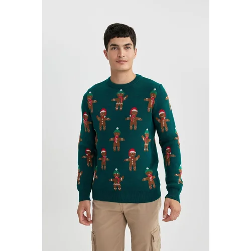 Defacto Christmas Themed Standard Fit Crew Neck Knitwear Sweater