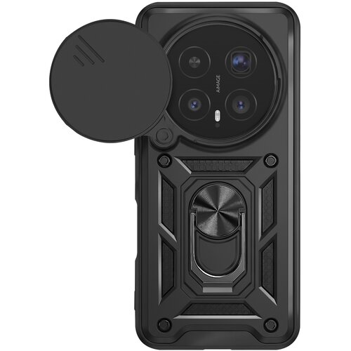 Oem Mayaxess, Prstanasti etui za Honor Magic 8 Pro z drsnim pokrovčkom kamere antišok, Črna, (5000274399) Cene