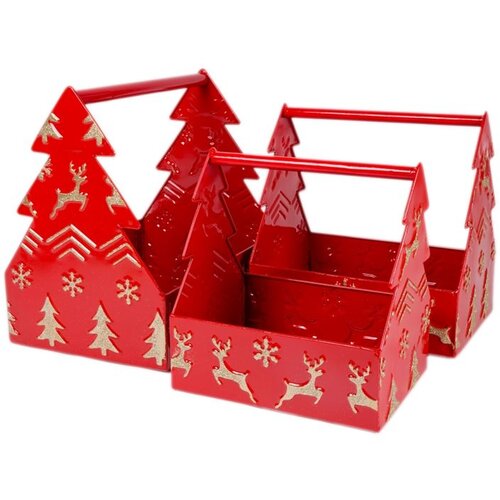  S/3 Dekor kutije sa ručkom, irvasi, crvene metal Slike