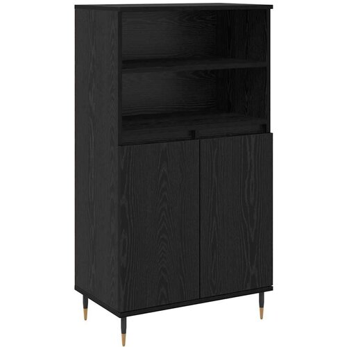  Highboard s policom s pohranom s vratima Crna 60 x 36 x 110 cm Konstruirano drvo Slike