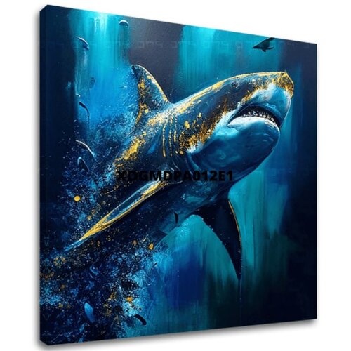 Dekorativna Slika  na platnu - premium art - shark force in dark water () Cijene