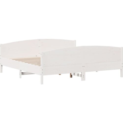 vidaXL Posteljni okvir z vzglavjem bel 200x200 cm trdna borovina, (21018390) Cene