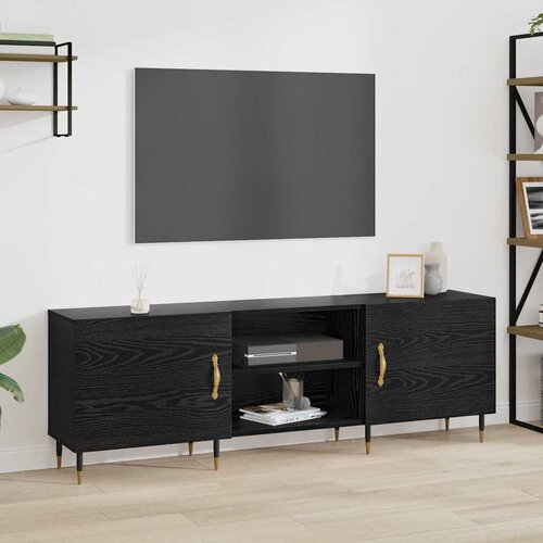 VidaXL TV omarica s polico Črni hrast 150 x 30 x 50 cm Konstruiran les Slike