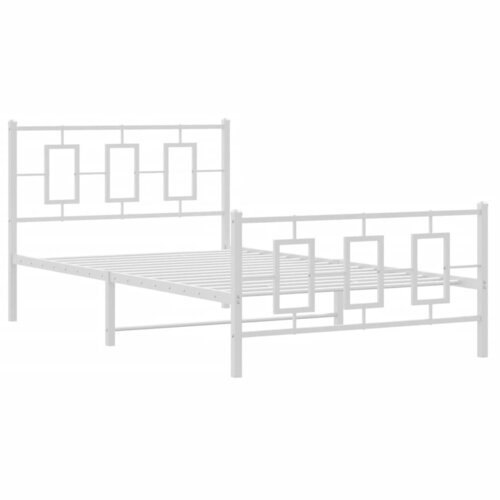 vidaXL Kovinski posteljni okvir z vzglavjem in vznožjem bel 107x203 cm, (21038375) Cene