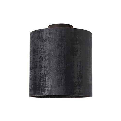 QAZQA Stropna svetilka mat črna žametna senca črna 25 cm - Combi Cene