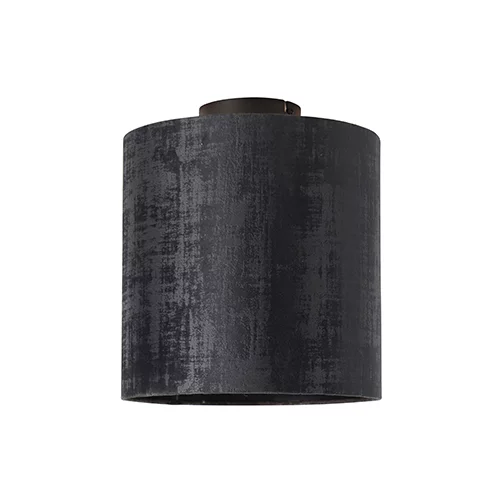 QAZQA Stropna svetilka mat črna žametna senca črna 25 cm - Combi
