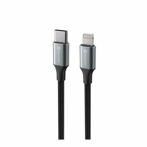 Swissten kabel USB-C/Lightning TEXTILE II, 3A, 30W, 480 Mb/s, 1,5m crno-srebrni Cijene