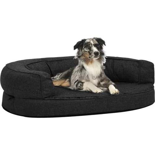  Ergonomska pasja postelja 75x53 cm videz platna flis črna