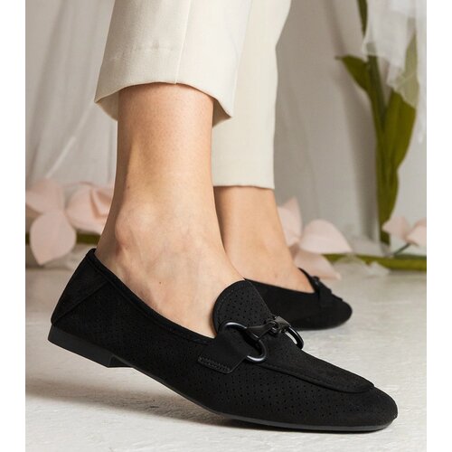 Gemre Black women's openwork loafers with ornament Mensory Cene