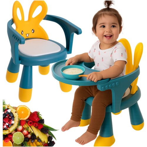  Otro&amp;scaron;ki stolček z mizico za hranjenje in igro - rumeno moder - Rojstni dan Slike