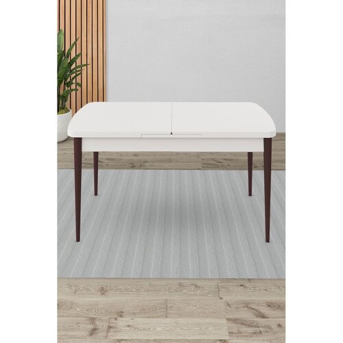 Hanah home trpezarijski sto na razvlačenje Rut, 132 &times; 80 cm (razvučen 170 cm), bela ploča, noge boje oraha Cene