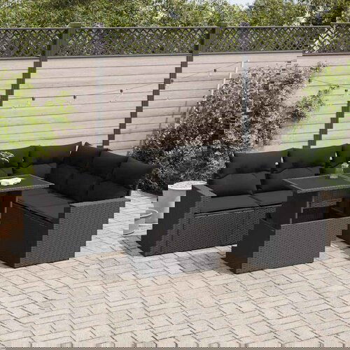 vidaXL 7-dijelni set vrtnih sofa od poliratana s jastucima crni Cijene