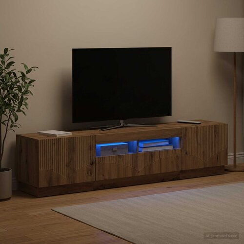  LED TV kabinet HOORN 3 kom. Hrast artisan Konstruirano drvo Siva 81 x 35 x 40 cm Slike