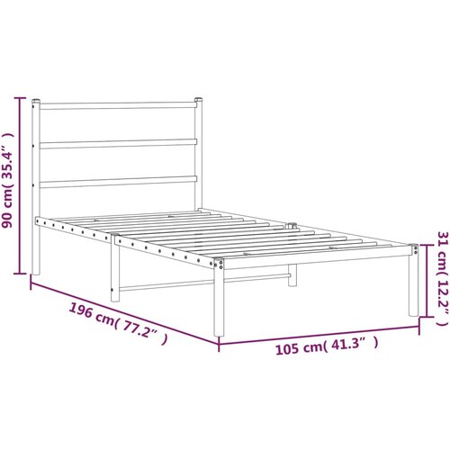  Metalni okvir za krevet s uzglavljem bijeli 100x190 cm Slike