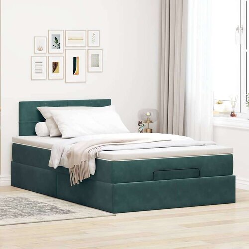 VidaXL okvir za krevet s madraca tamnozeleni 120x190 cm bar&amp;scaron;unasti Slike