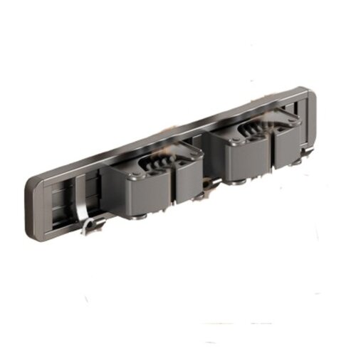 INF Wall-Mounted Broom Holder Compatible With Gunmetal Gray &ndash; 30cm, 2 Clamps + 3 Hooks, (5000158293) Cene