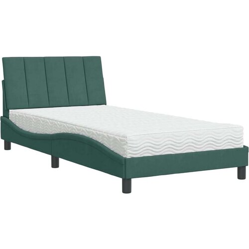 vidaXL Postelja z vzmetnico temno zelena 100x200 cm žamet Cene