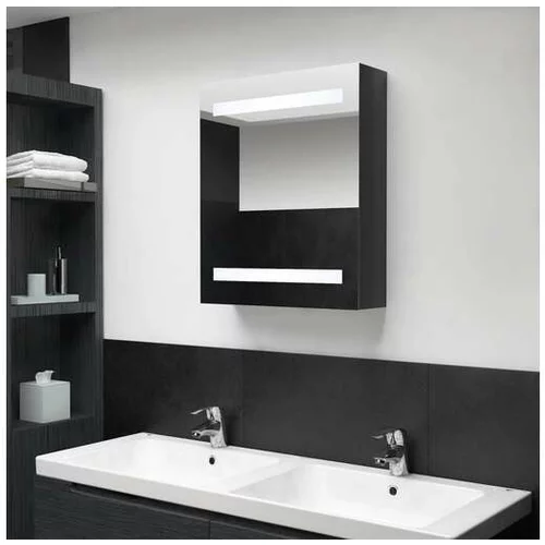  LED kopalniška omarica z ogledalom sijoče črna 50x14x60 cm