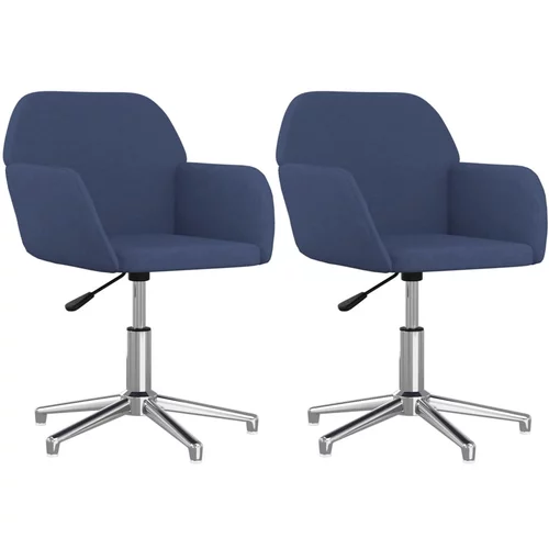vidaXL Vrtljivi jedilni stoli 2 kosa modro blago, (20943858)