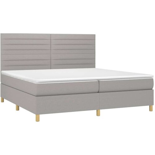  Krevet box spring s madracem LED svjetlosivi 200x200 cm tkanina Slike