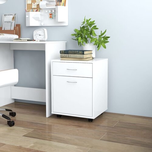 vidaXL Ormarić s kotačima bijeli 45 x 38 x 54 cm od iverice Cijene